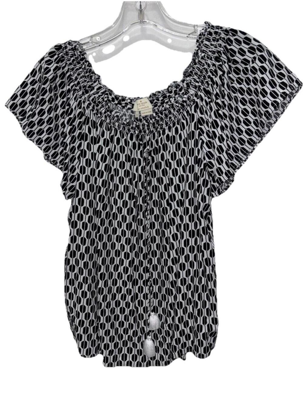 Kate Spade Blouse Women Size Small Black White